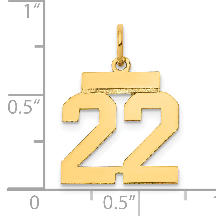 14k Small Polished Number 22 Charm-LS22