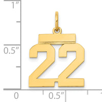 14k Small Polished Number 22 Charm-LS22
