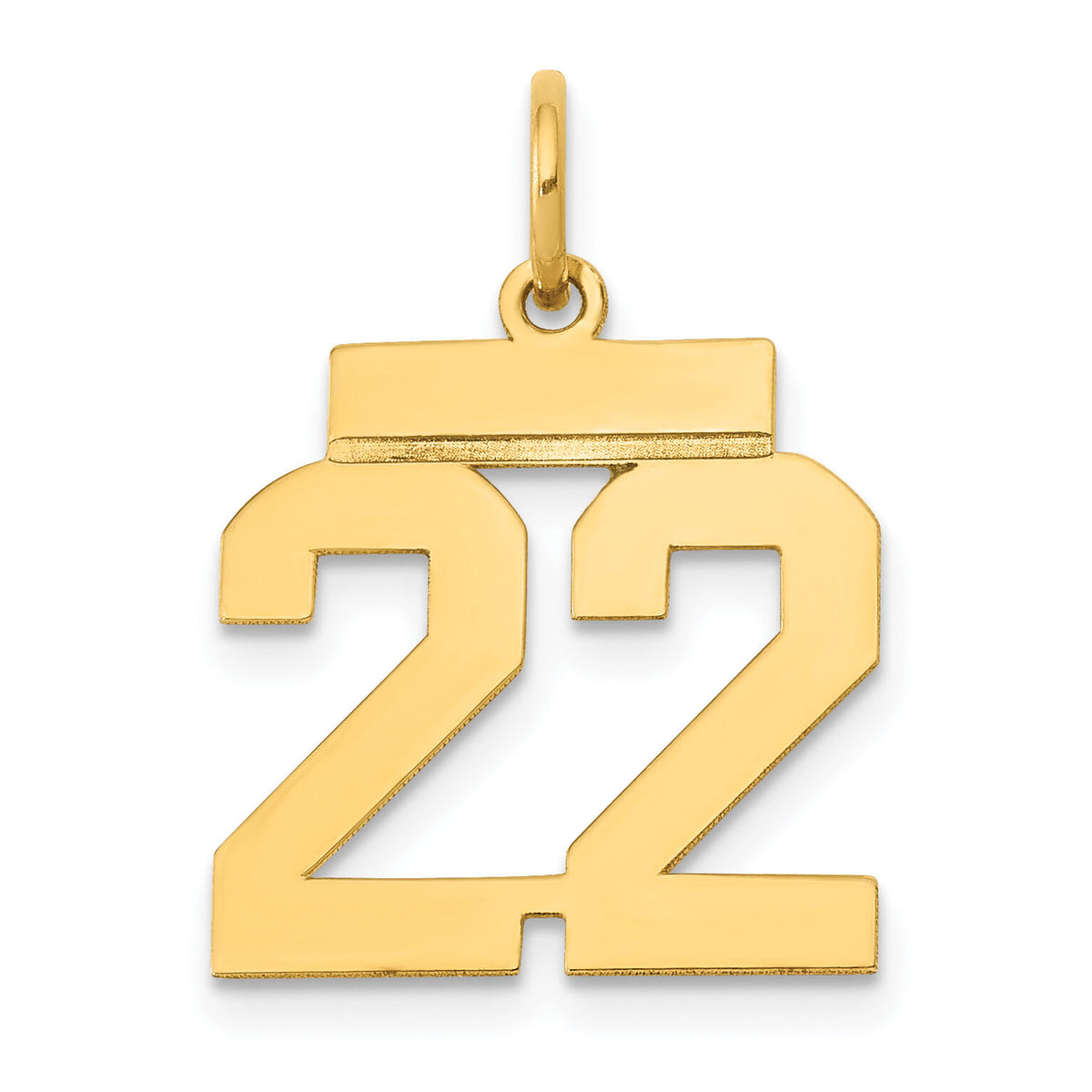 14k Small Polished Number 22 Charm-LS22