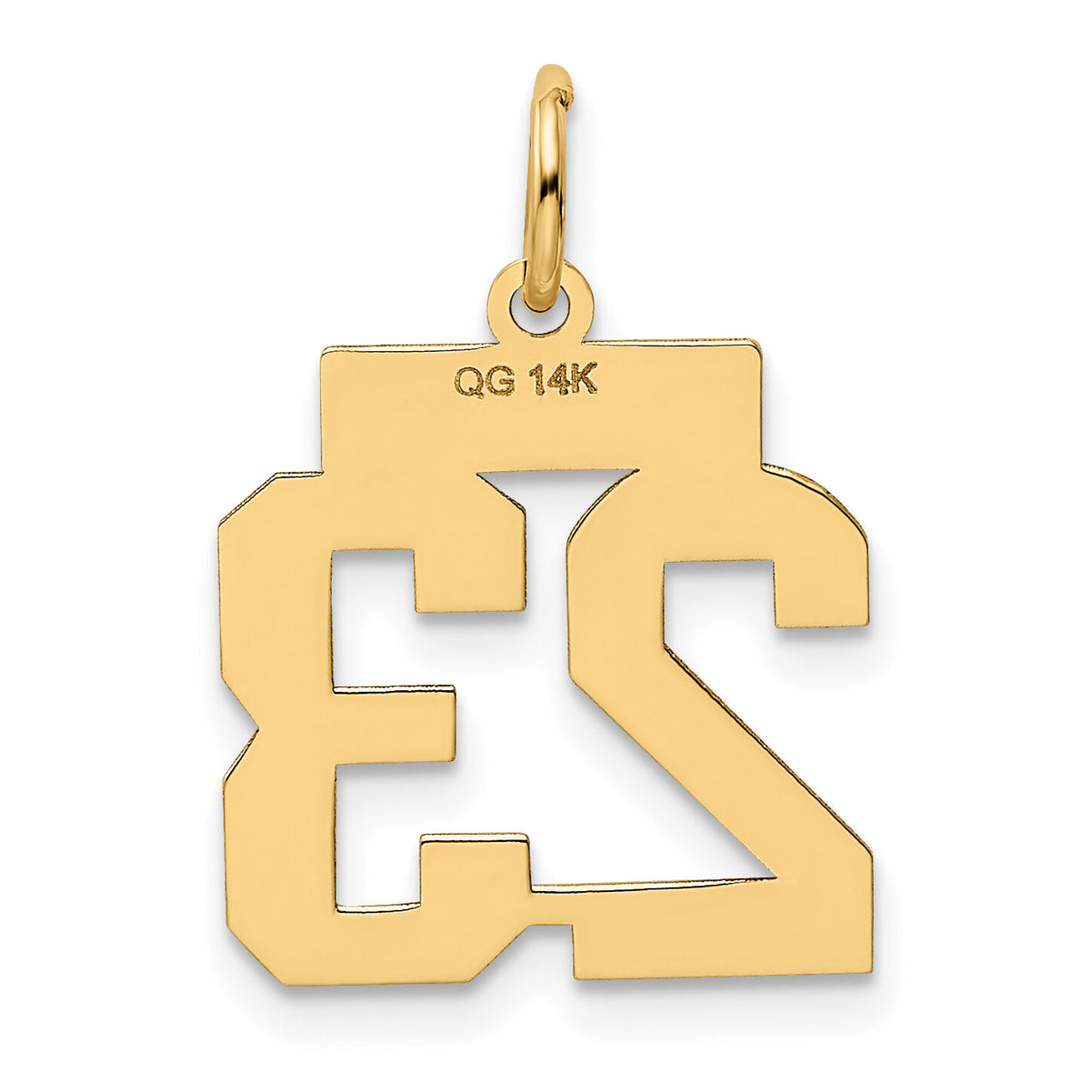 14k Small Polished Number 23 Charm-LS23