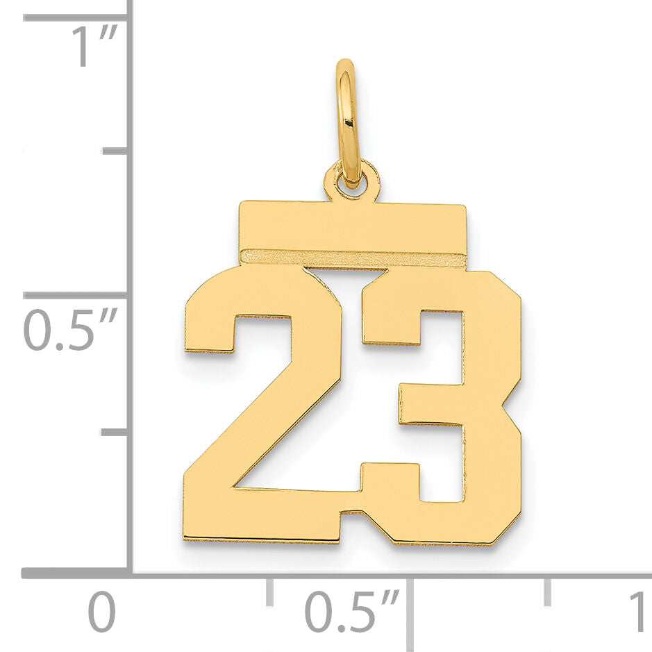 14k Small Polished Number 23 Charm-LS23
