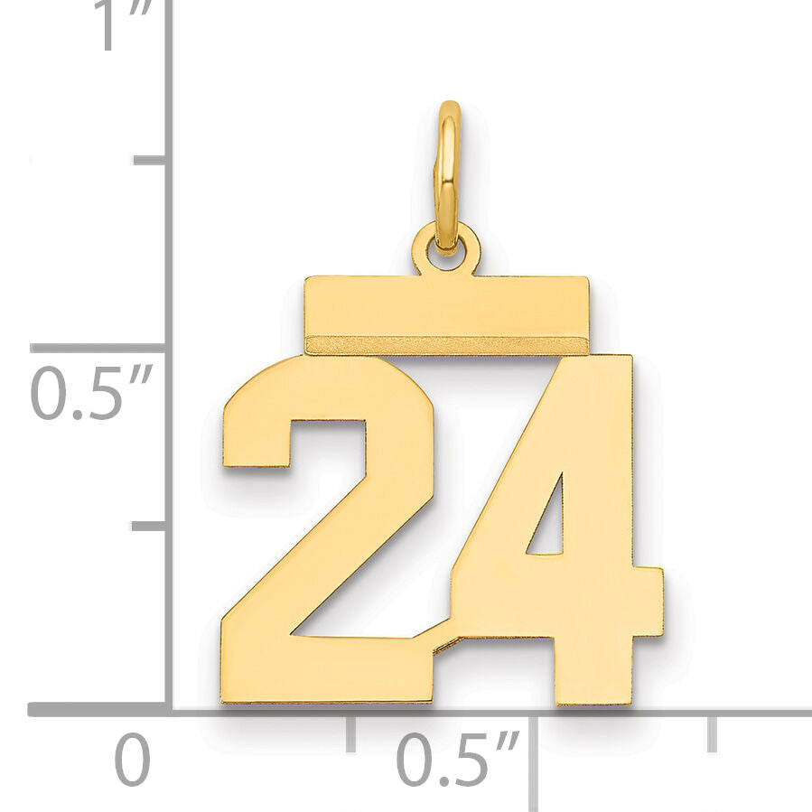 14k Small Polished Number 24 Charm-LS24