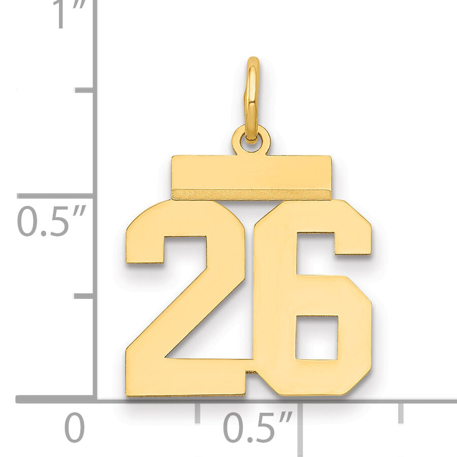 14k Small Polished Number 26 Charm-LS26