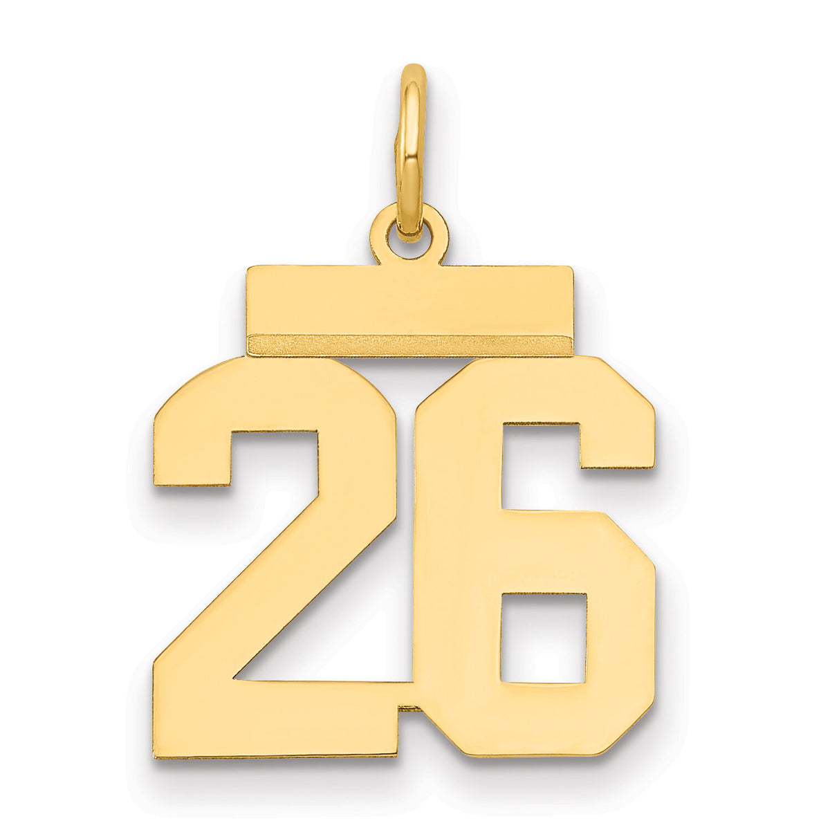 14k Small Polished Number 26 Charm-LS26