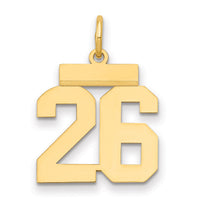 14k Small Polished Number 26 Charm-LS26
