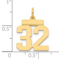 14k Small Polished Number 32 Charm-LS32