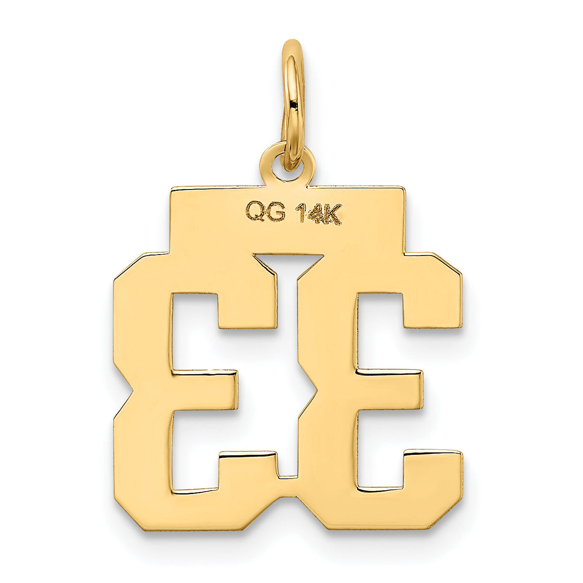 14k Small Polished Number 33 Charm-LS33