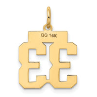 14k Small Polished Number 33 Charm-LS33