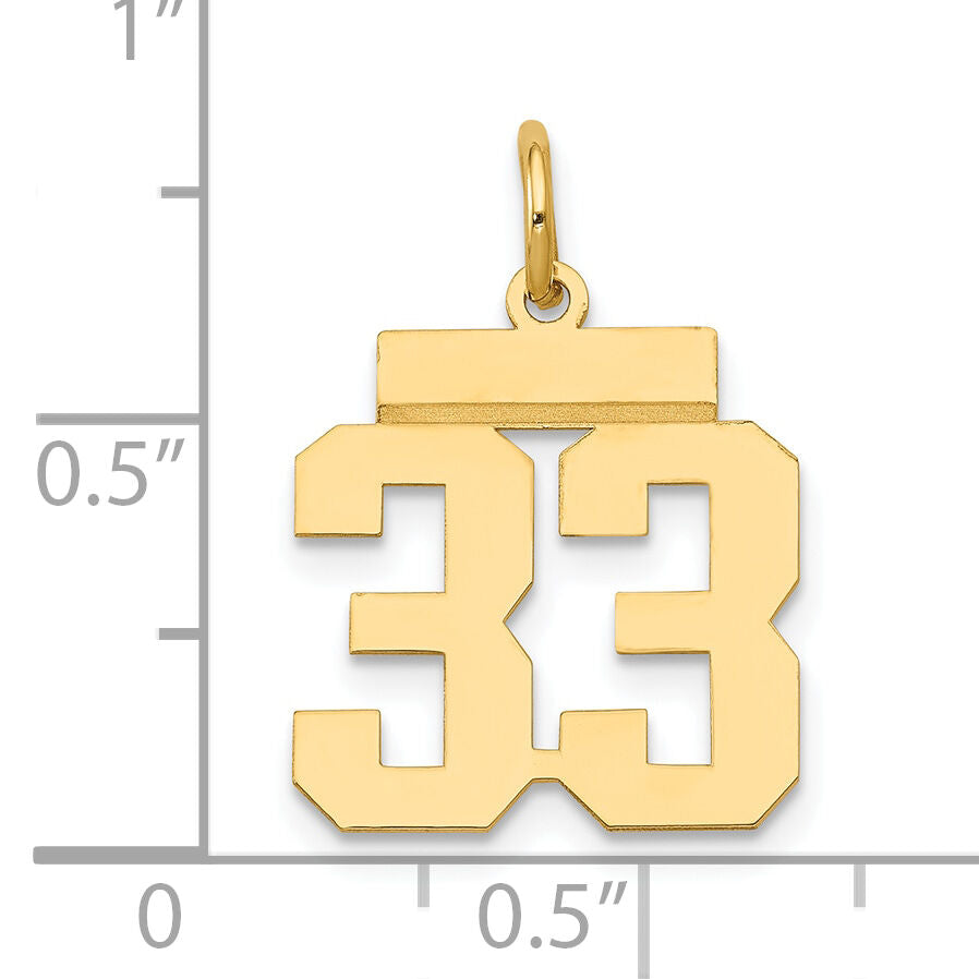 14k Small Polished Number 33 Charm-LS33