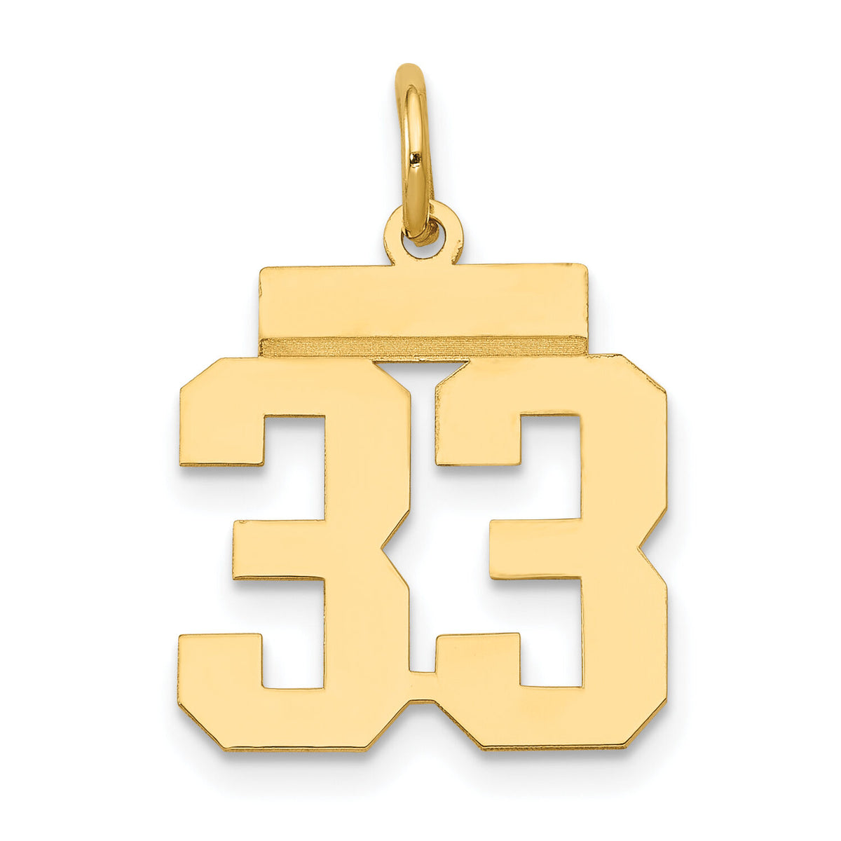 14k Small Polished Number 33 Charm-LS33