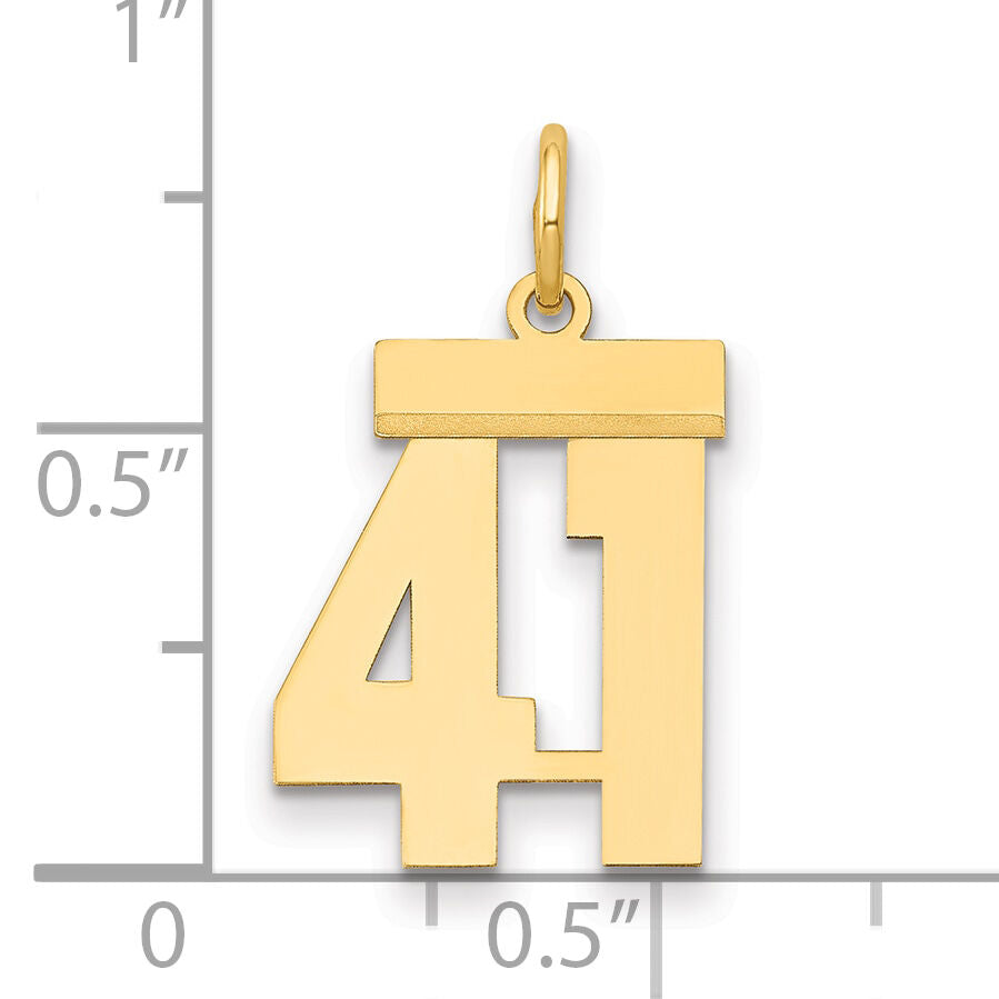 14k Small Polished Number 41 Charm-LS41