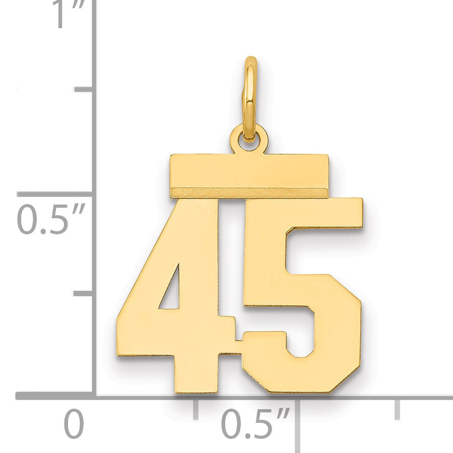 14k Small Polished Number 45 Charm-LS45