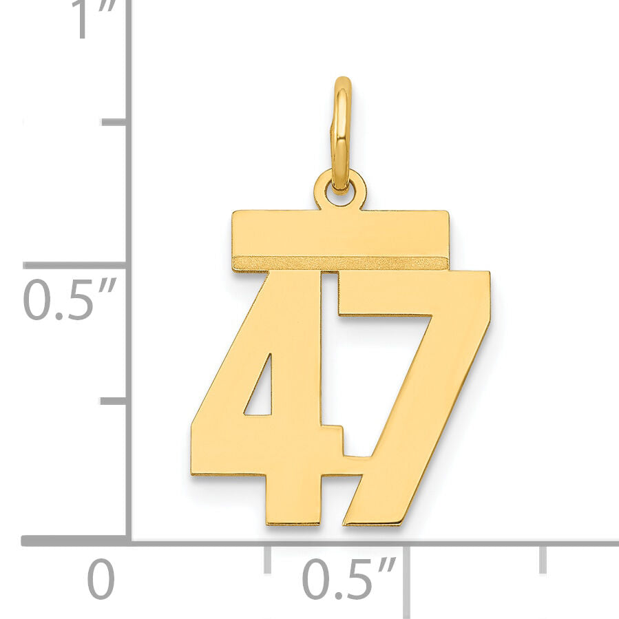14k Small Polished Number 47 Charm-LS47