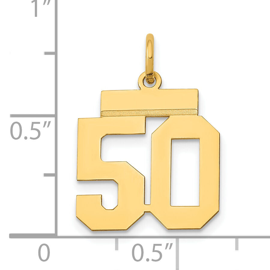 14k Small Polished Number 50 Charm-LS50