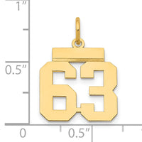 14k Small Polished Number 63 Charm-LS63