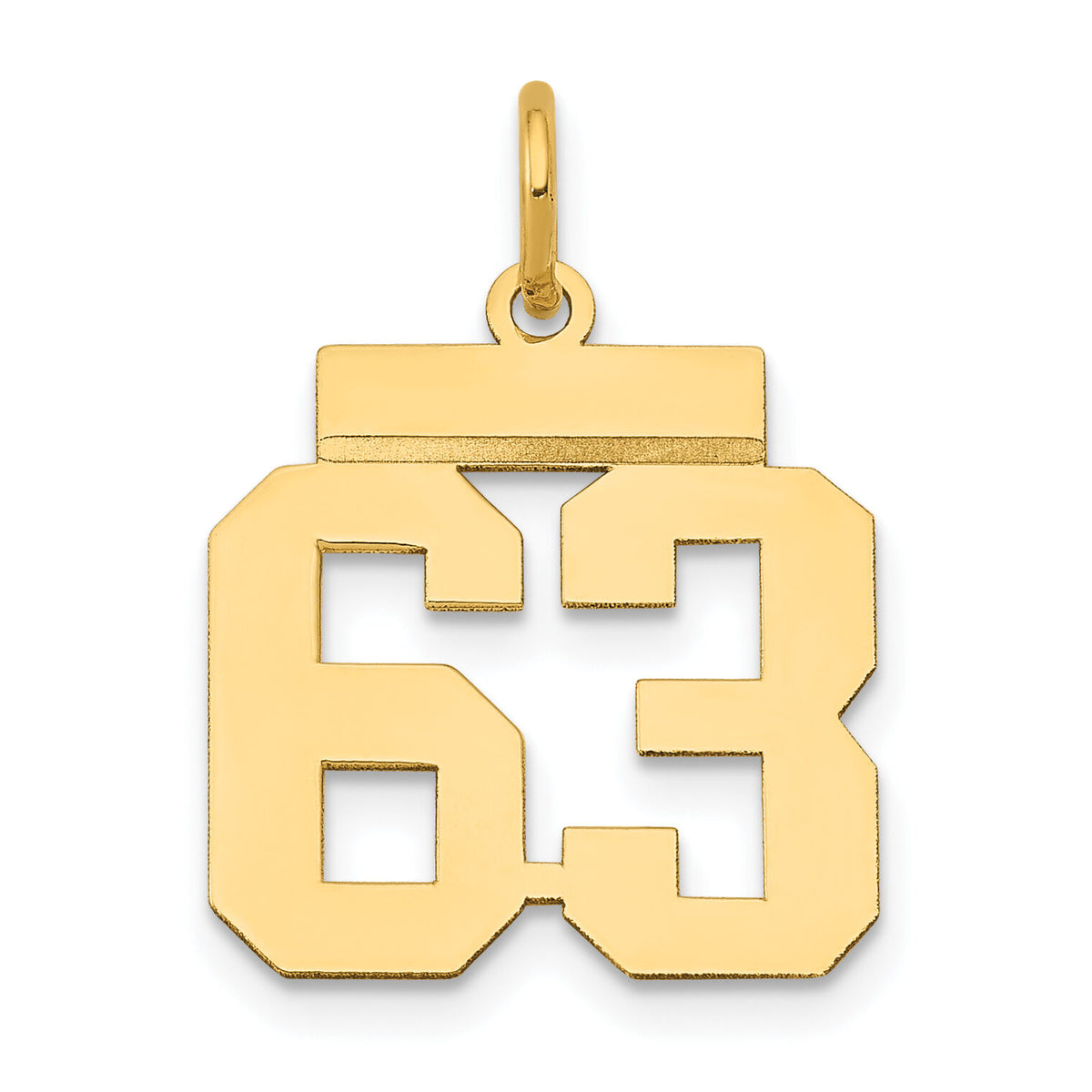 14k Small Polished Number 63 Charm-LS63
