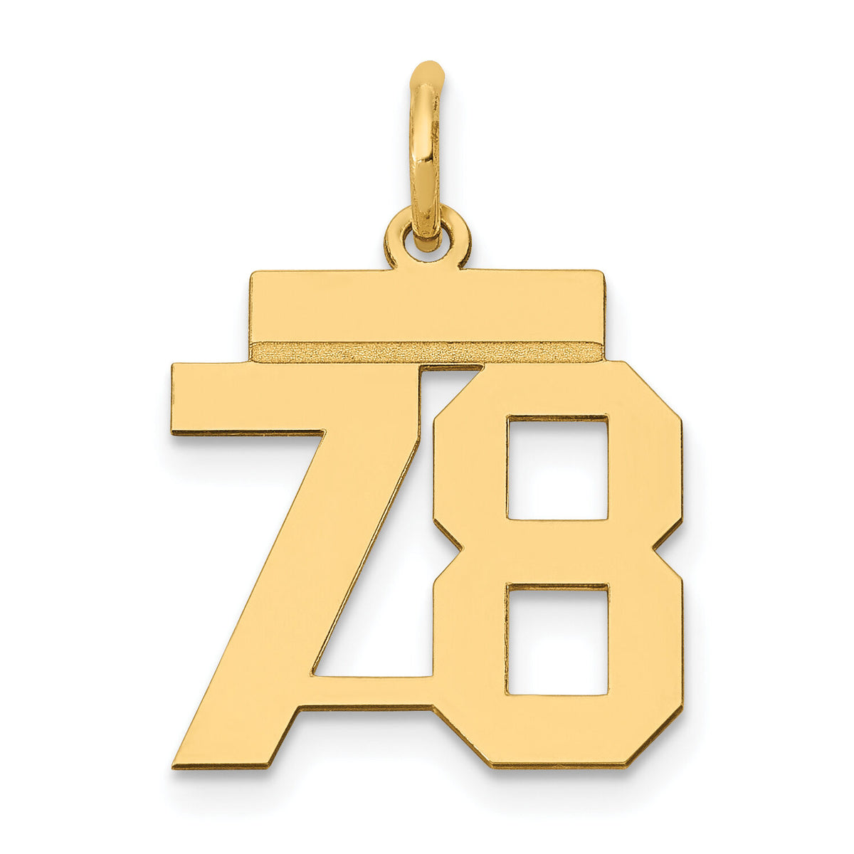 14k Small Polished Number 78 Charm-LS78