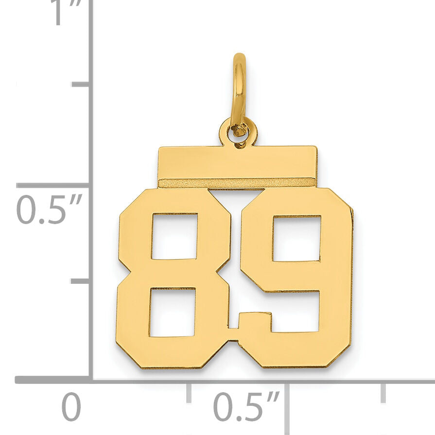 14k Small Polished Number 89 Charm-LS89