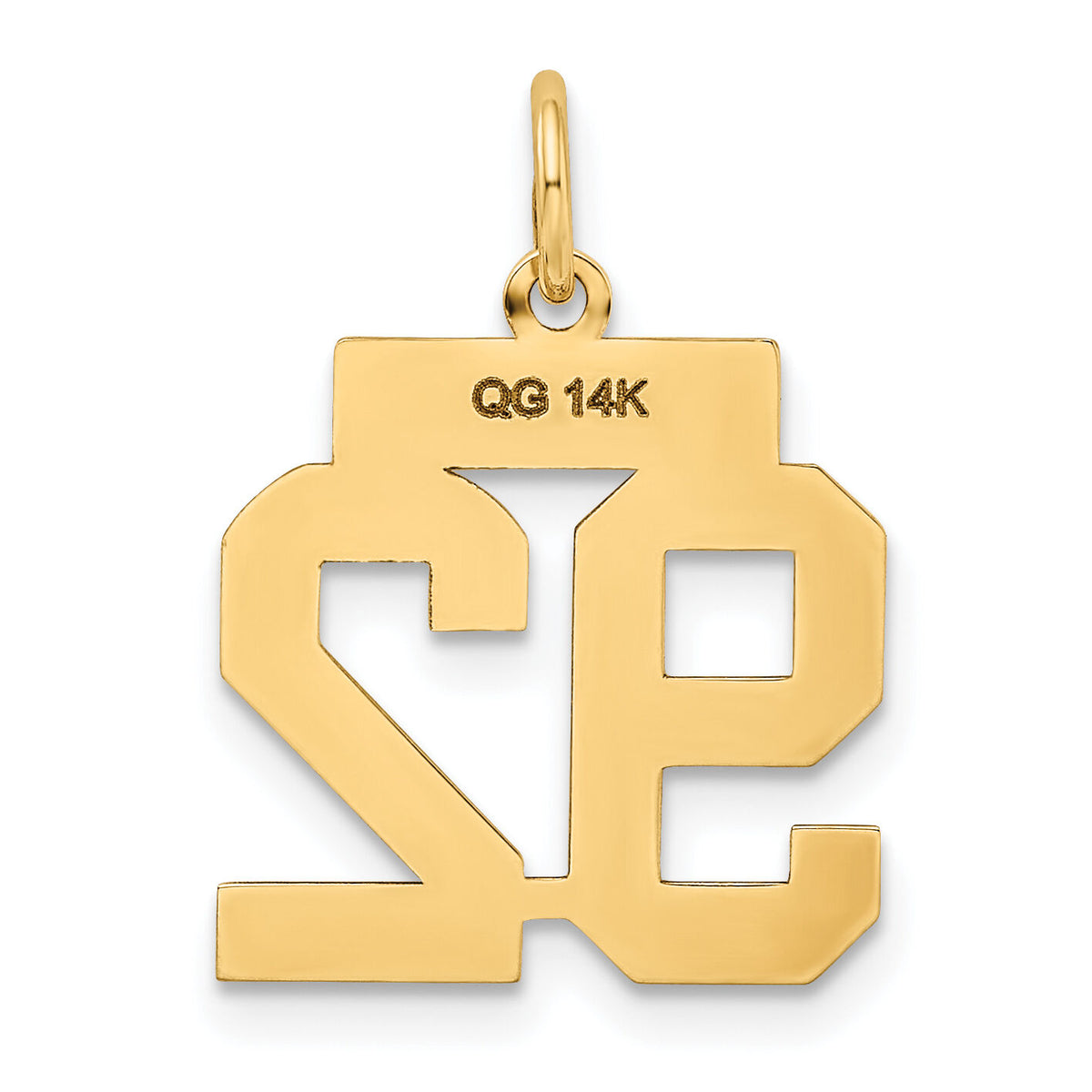 14k Small Polished Number 92 Charm-LS92