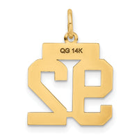 14k Small Polished Number 92 Charm-LS92