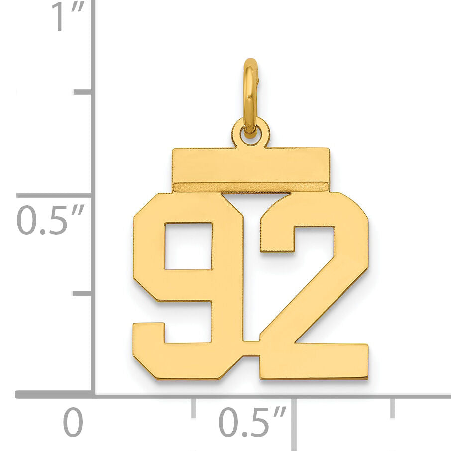 14k Small Polished Number 92 Charm-LS92