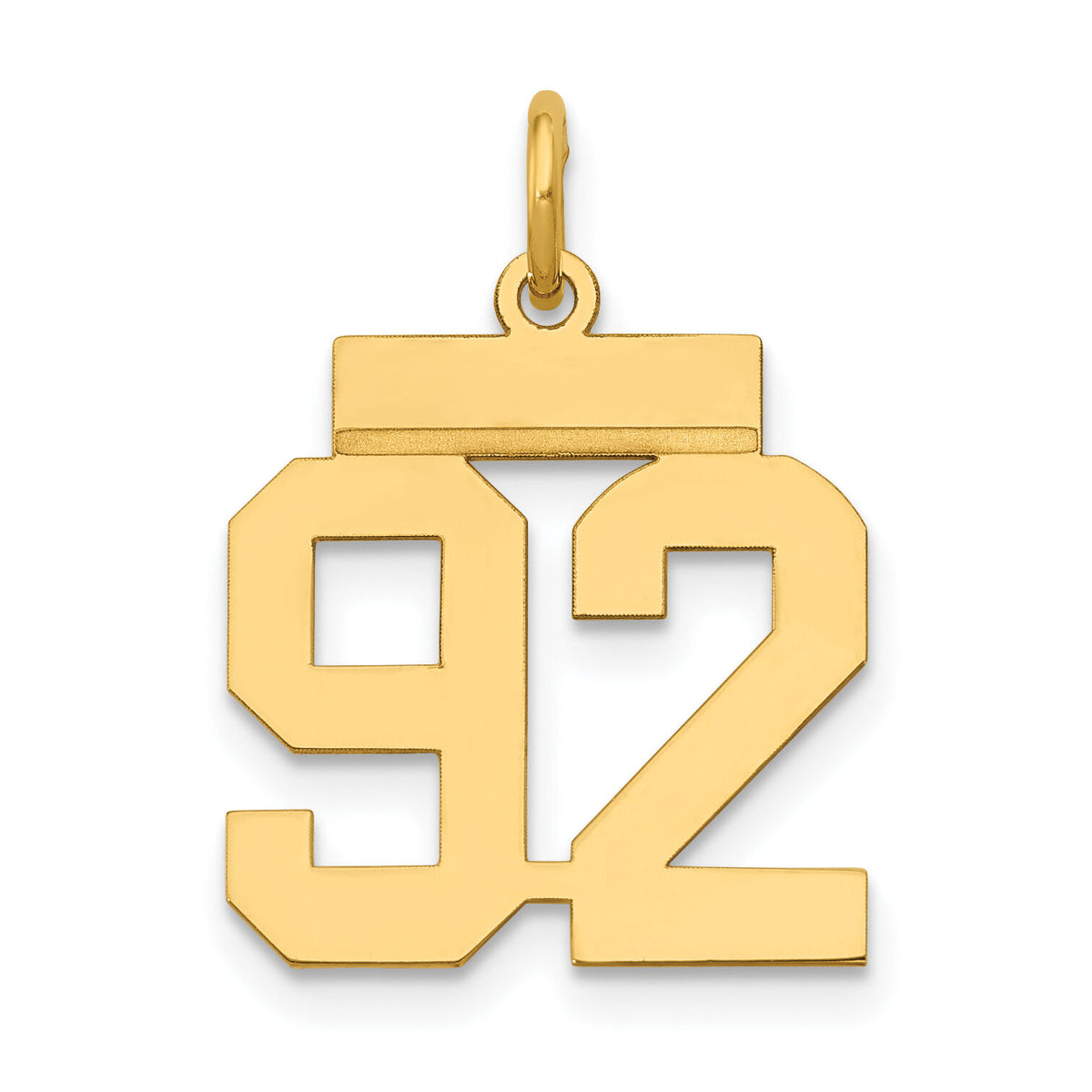 14k Small Polished Number 92 Charm-LS92