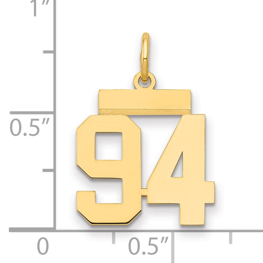 14k Small Polished Number 94 Charm-LS94