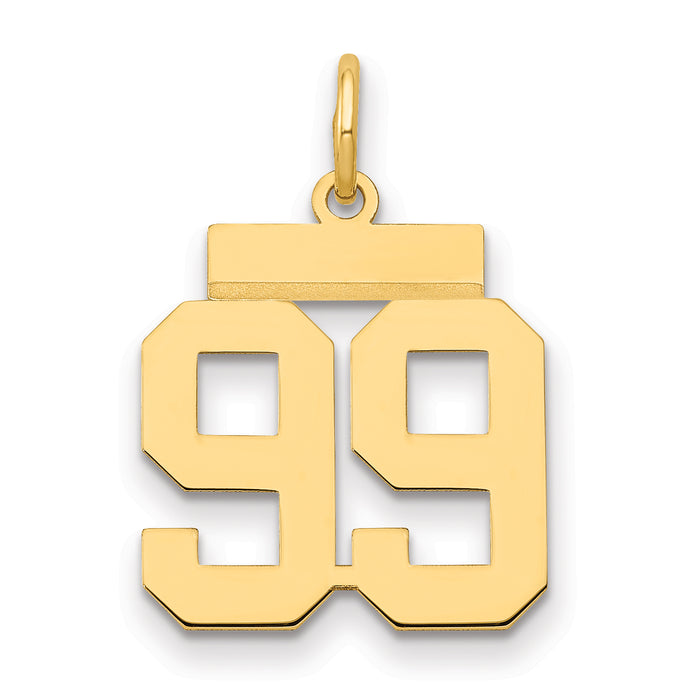 14k Small Polished Number 99 Charm-LS99
