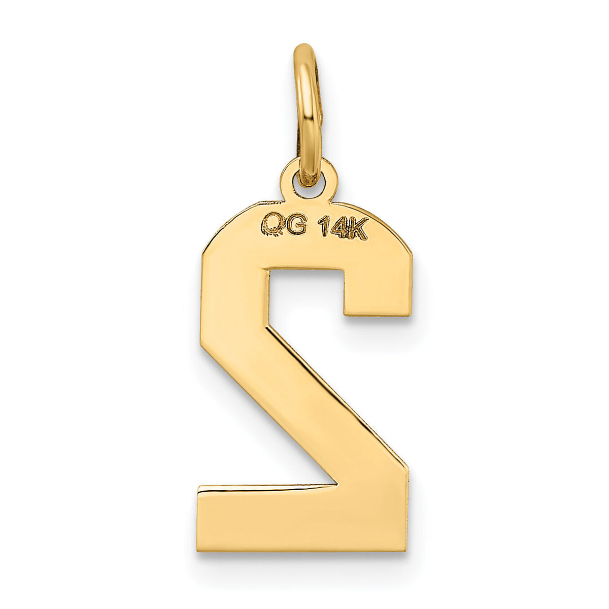 14k Medium Satin Number 2 Charm-LSM02