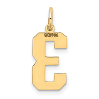 14k Medium Satin Number 3 Charm-LSM03