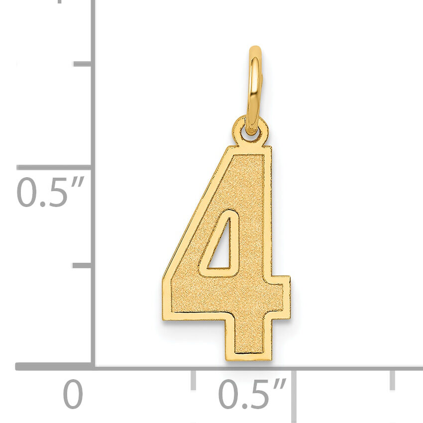 14k Medium Satin Number 4 Charm-LSM04