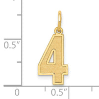 14k Medium Satin Number 4 Charm-LSM04