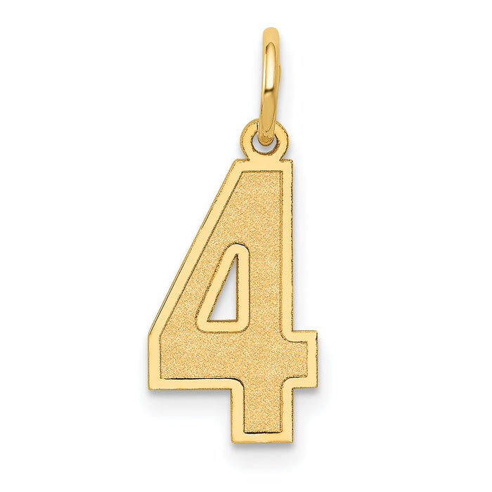 14k Medium Satin Number 4 Charm-LSM04