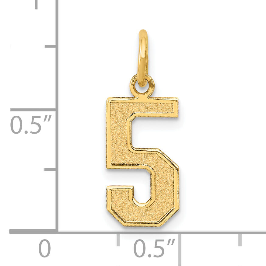 14k Medium Satin Number 5 Charm-LSM05