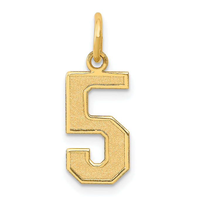 14k Medium Satin Number 5 Charm-LSM05