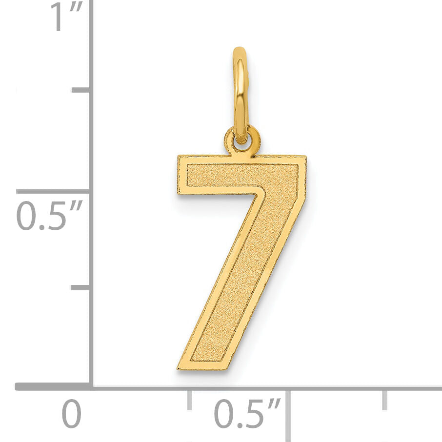 14k Medium Satin Number 7 Charm-LSM07