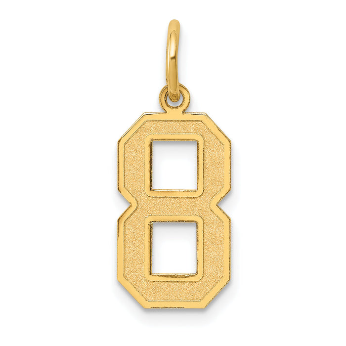 14k Medium Satin Number 8 Charm-LSM08