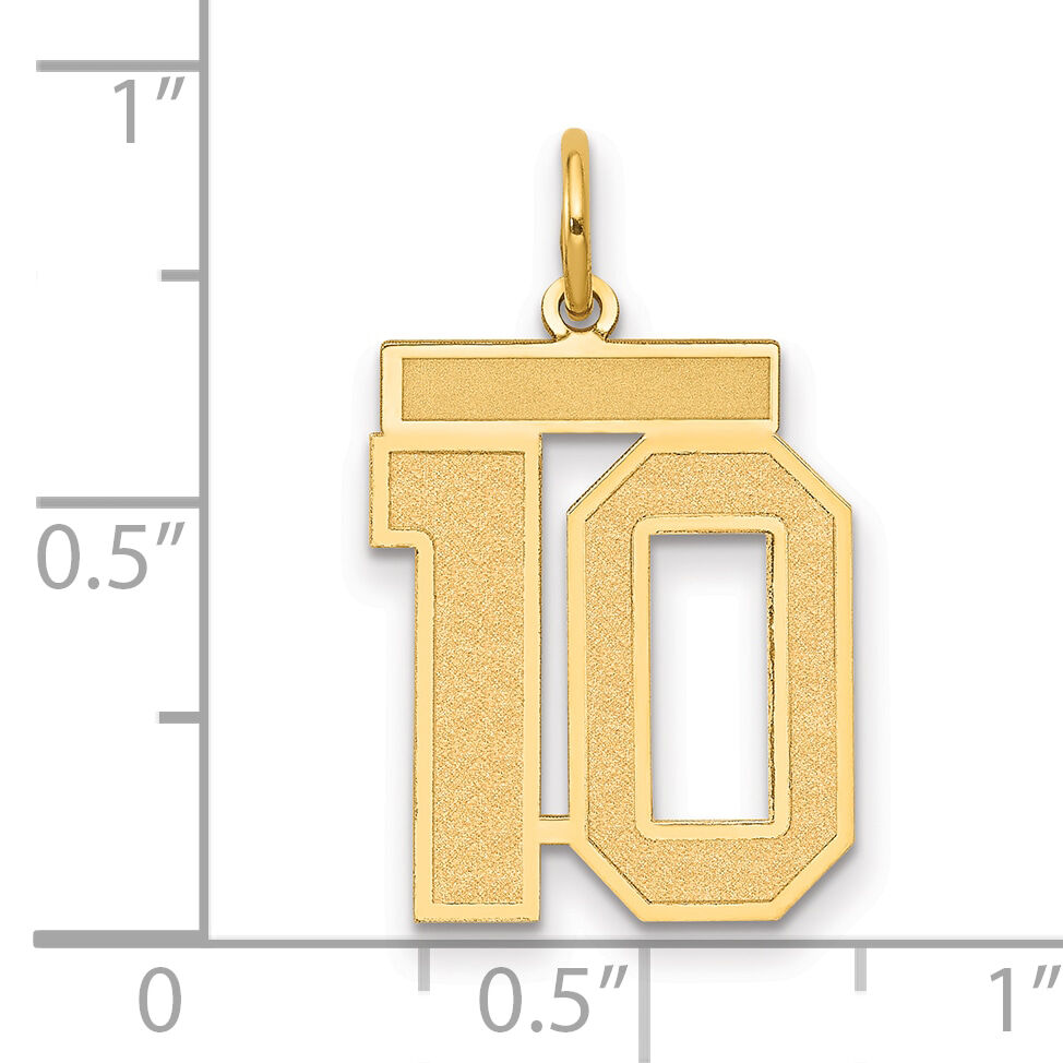 14k Medium Satin Number 10 Charm-LSM10