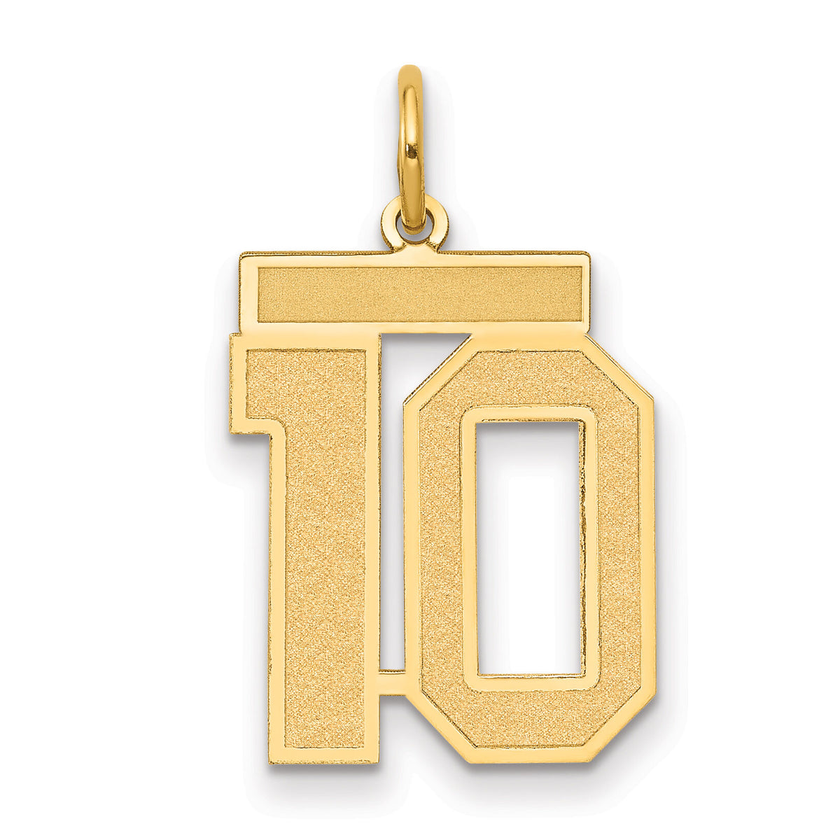 14k Medium Satin Number 10 Charm-LSM10