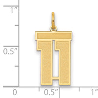14k Medium Satin Number 11 Charm-LSM11
