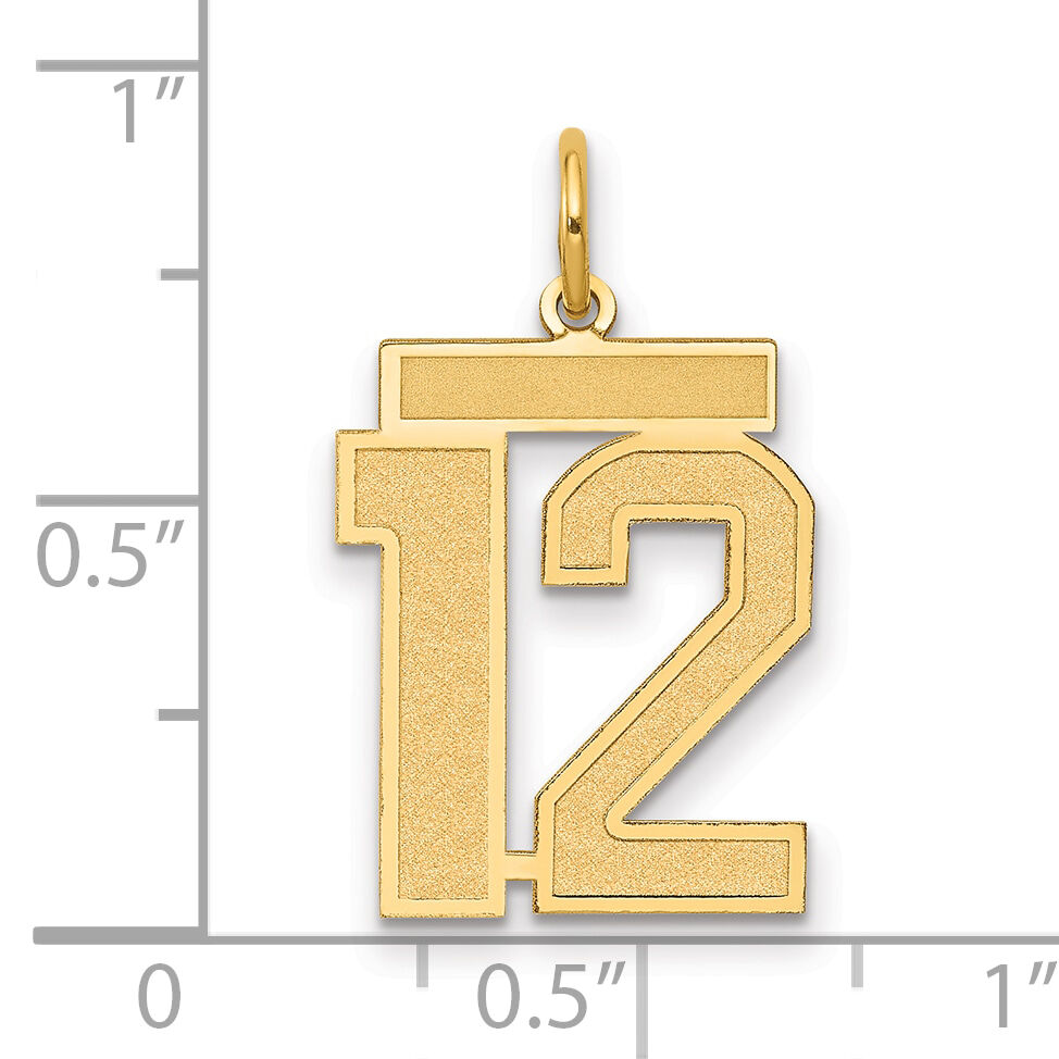 14k Medium Satin Number 12 Charm-LSM12