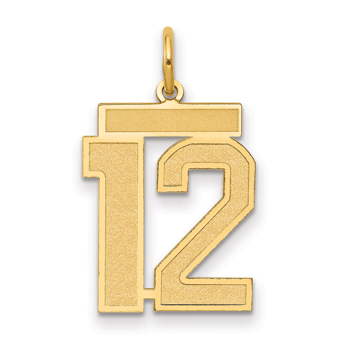 14k Medium Satin Number 12 Charm-LSM12