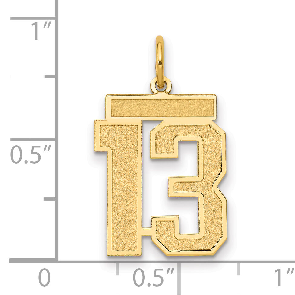 14k Medium Satin Number 13 Charm-LSM13