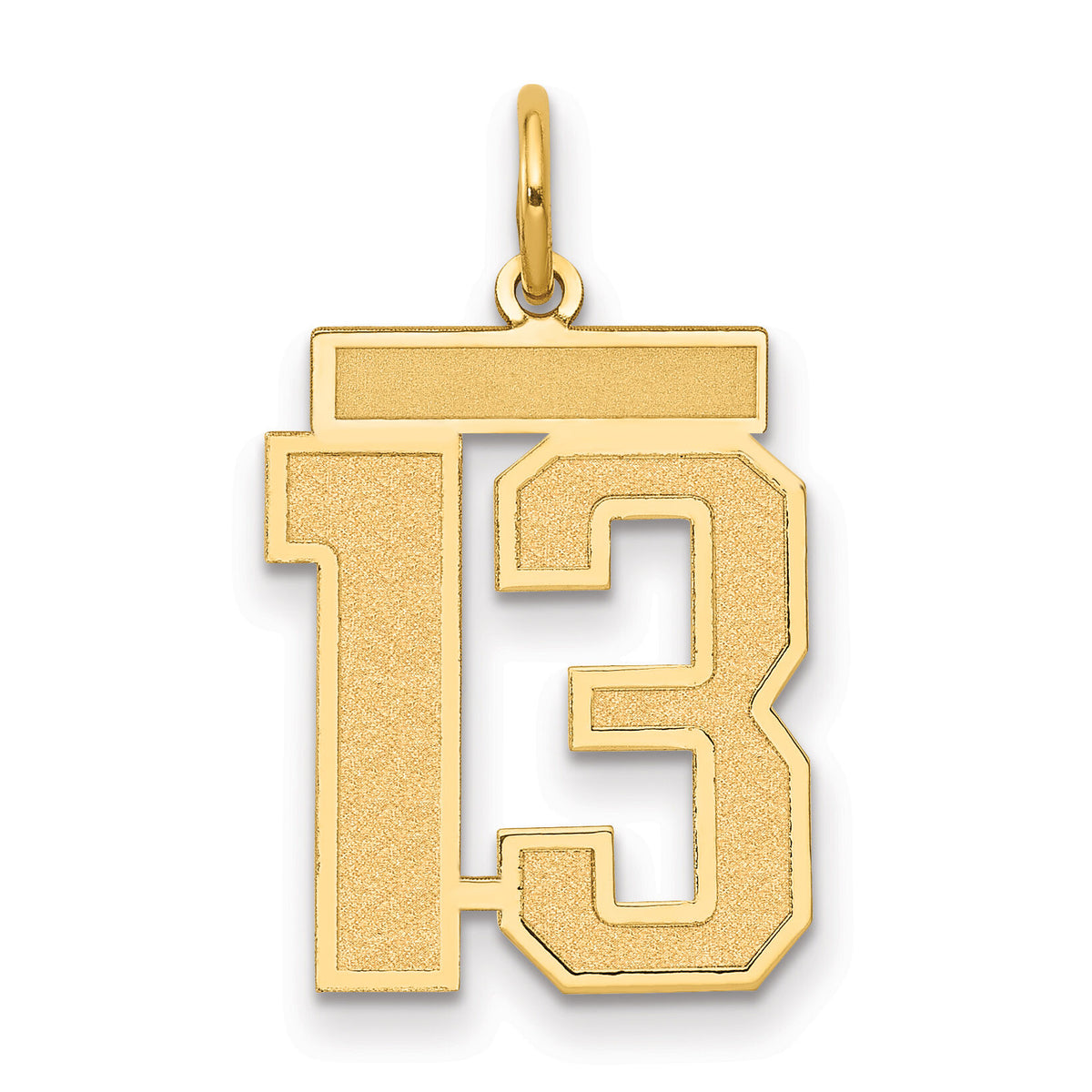 14k Medium Satin Number 13 Charm-LSM13