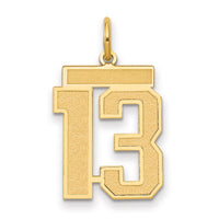 14k Medium Satin Number 13 Charm-LSM13