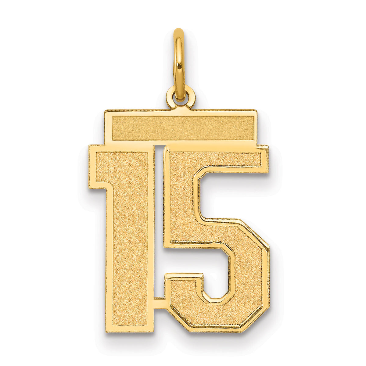 14k Medium Satin Number 15 Charm-LSM15