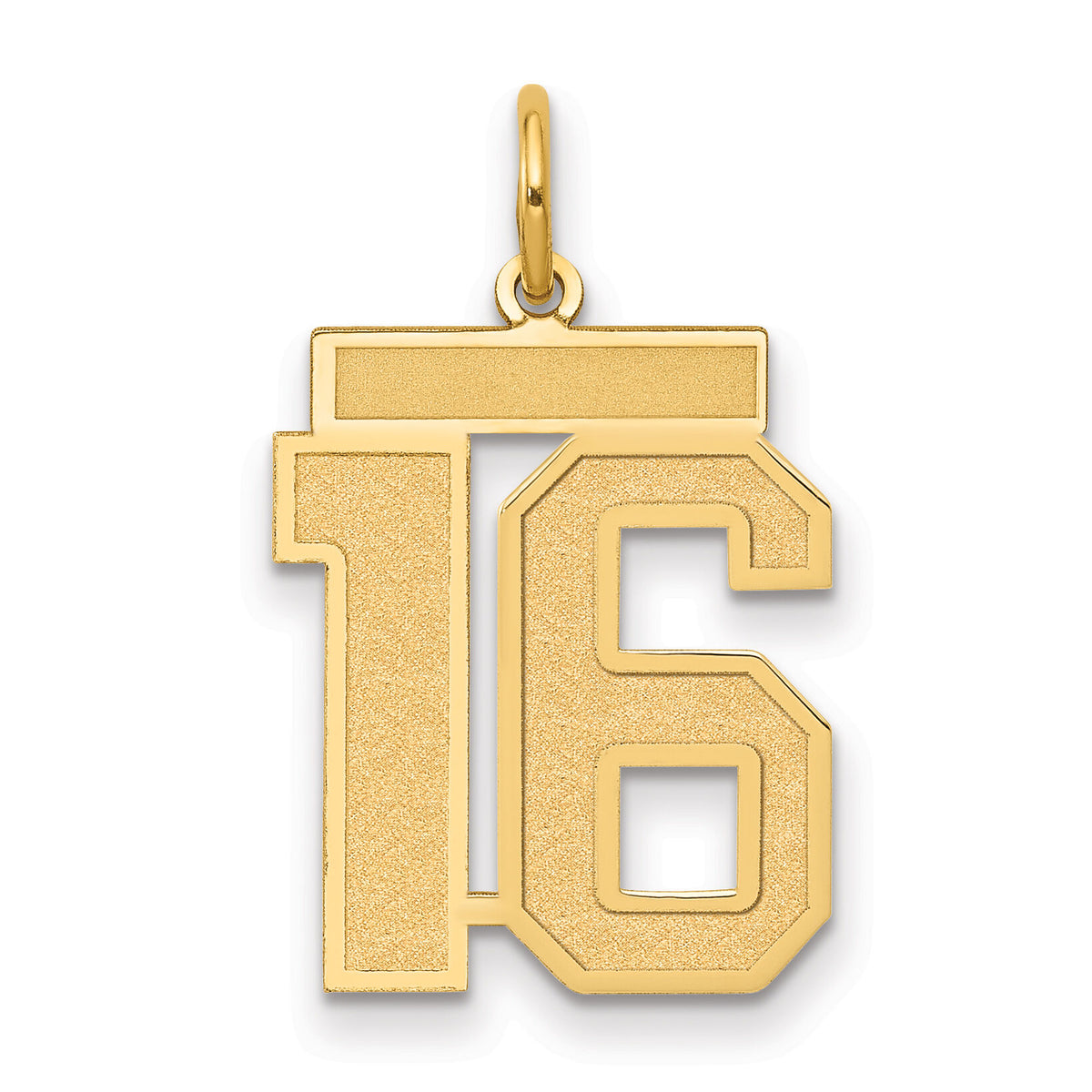 14k Medium Satin Number 16 Charm-LSM16
