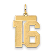 14k Medium Satin Number 16 Charm-LSM16