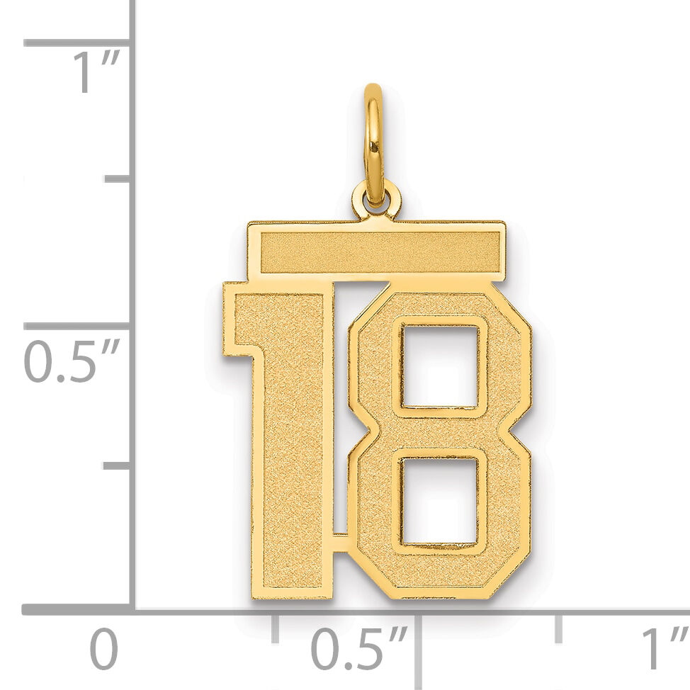 14k Medium Satin Number 18 Charm-LSM18