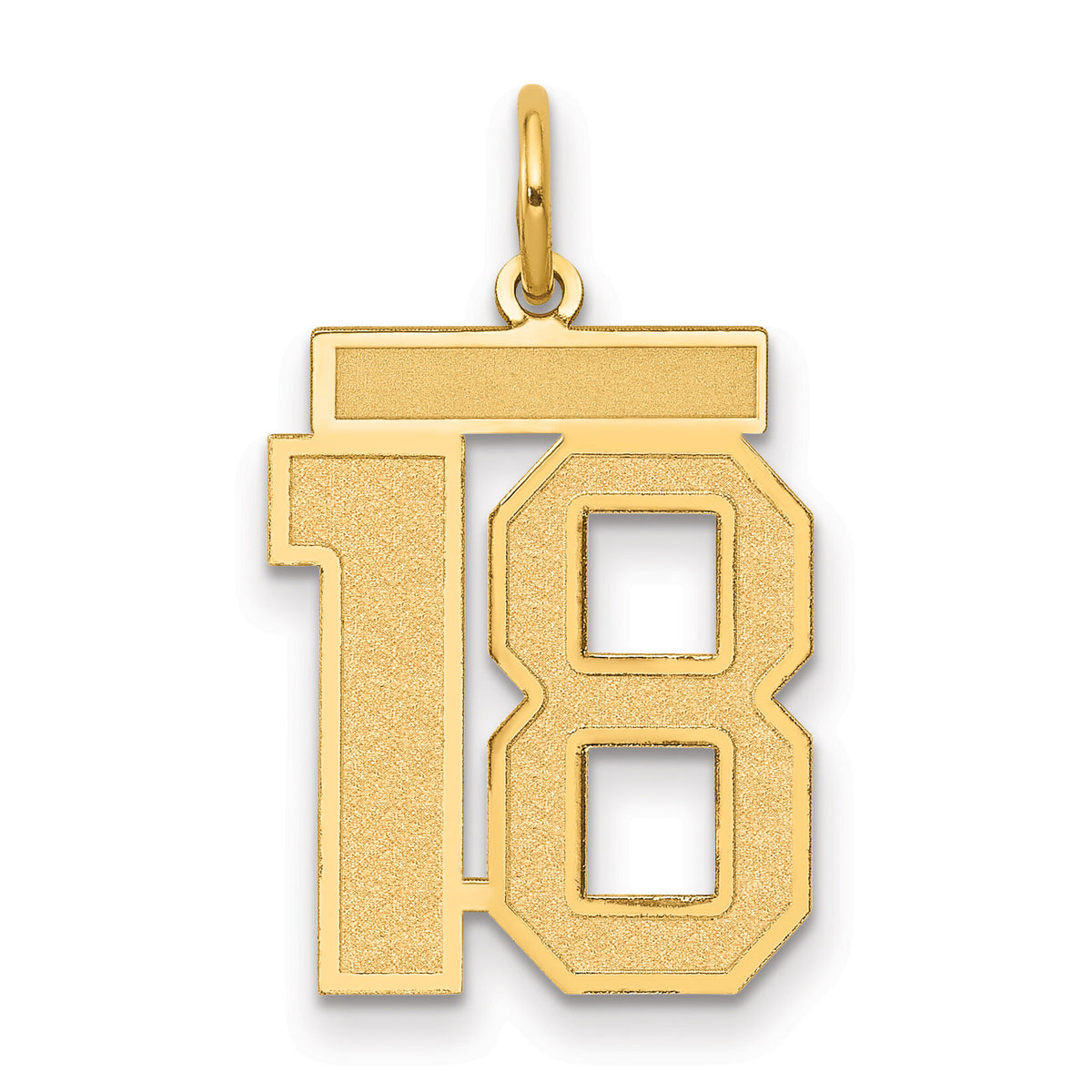 14k Medium Satin Number 18 Charm-LSM18